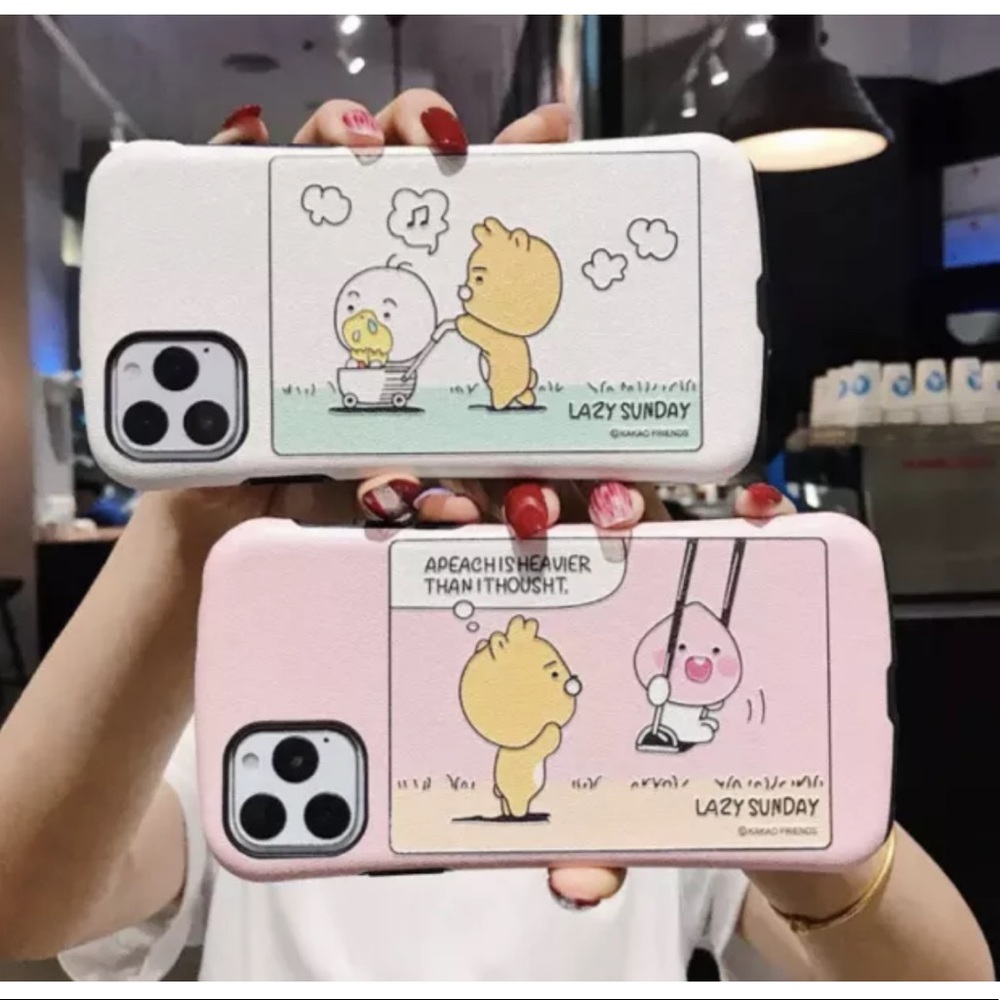 Iphone X Case Phone ryan apeach Cartoon Silicone Case White Pink kakao friends